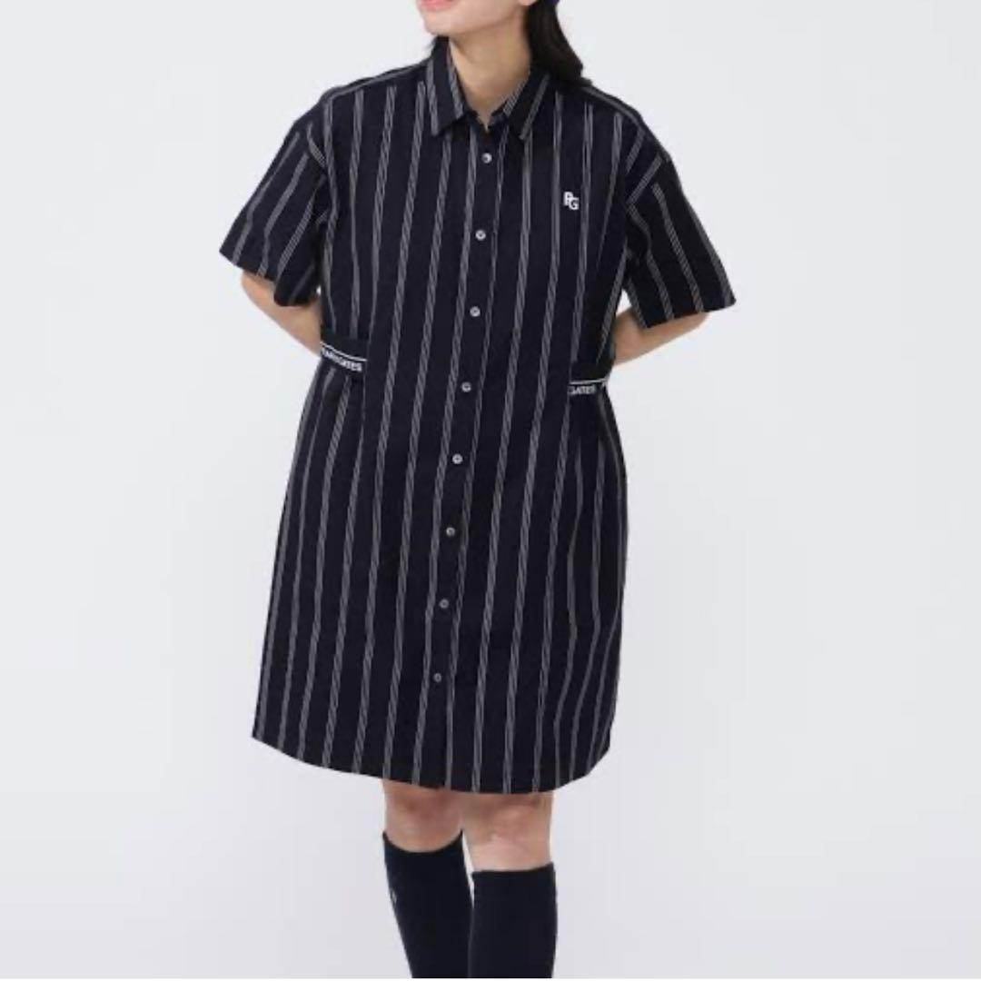 極美品　2025　パーリーゲイツ　オックス ストレッチ ストライプ 　ワンピース