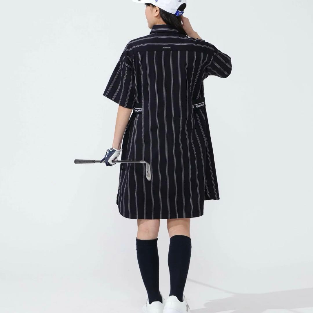 極美品　2025　パーリーゲイツ　オックス ストレッチ ストライプ 　ワンピース