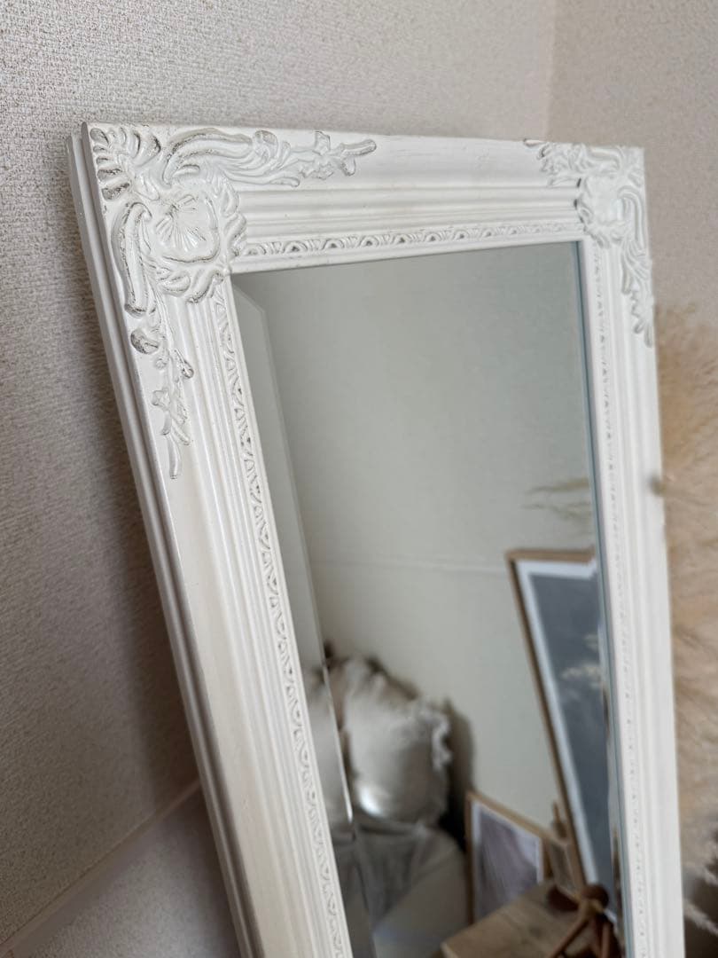 【美品】シャビーシック アンティーク調 スタンドミラー 全身鏡