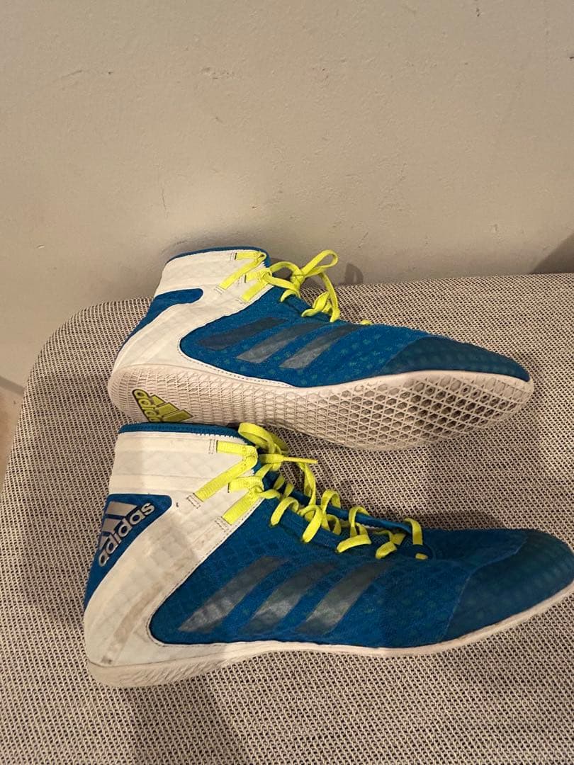 adidas ボクシングシューズ 青/黄 ハイカット