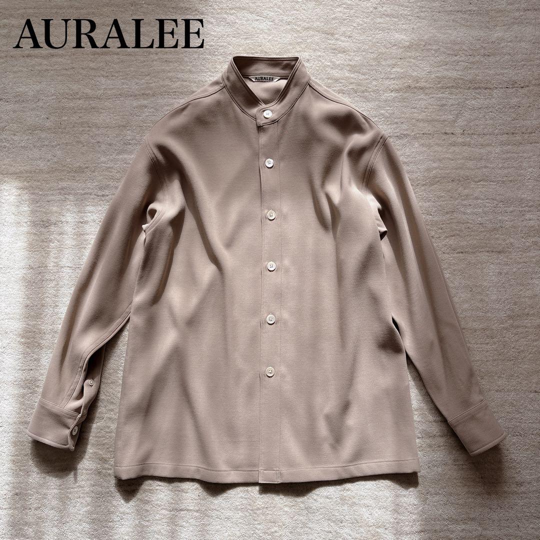 AURALEE バンドカラー オーバーサイズ ウールシャツ ベージュ サイズ0