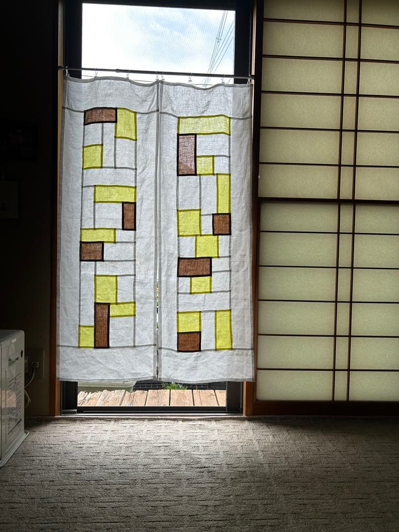 「れもん色とカーキモカ色」麻ポジャギ　　2枚組