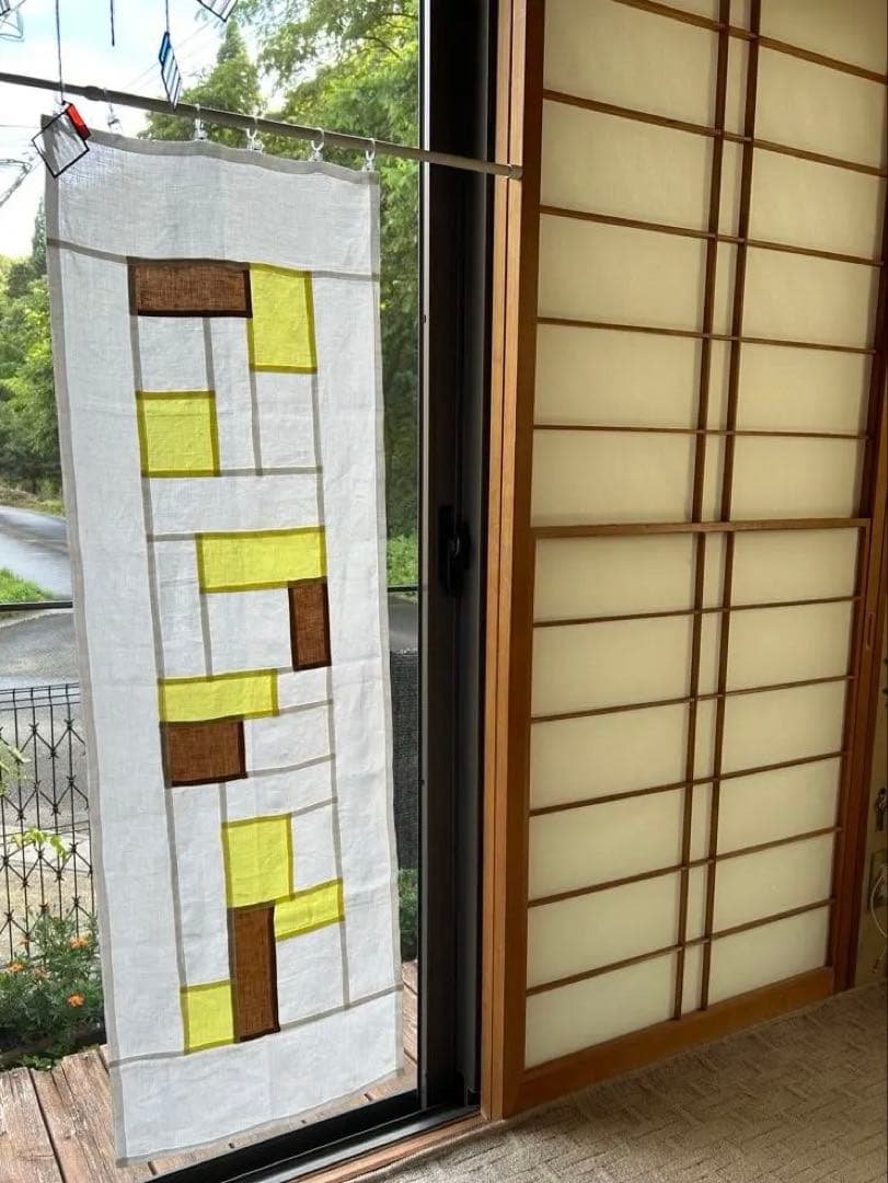 「れもん色とカーキモカ色」麻ポジャギ　　2枚組