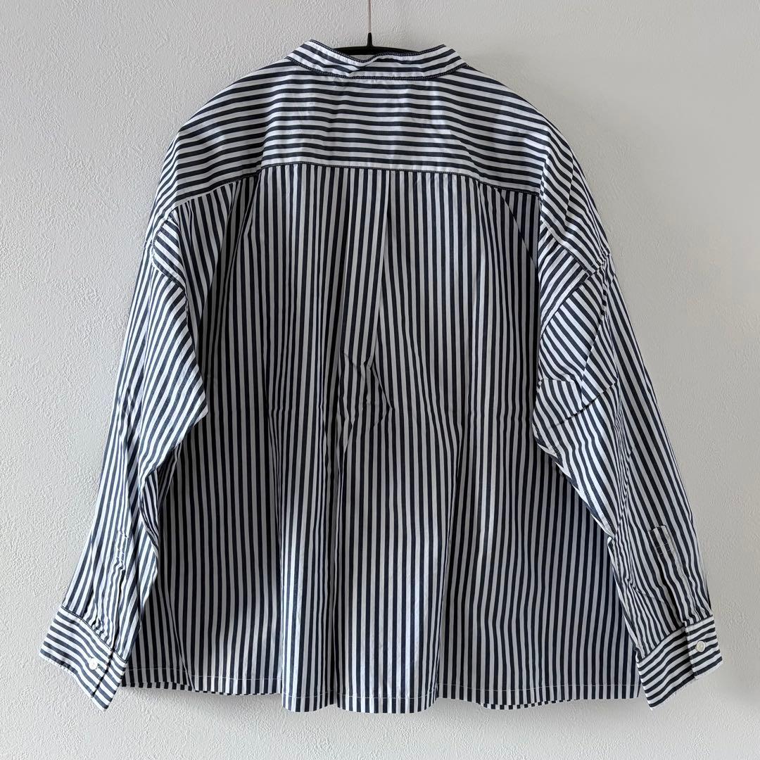 prit プリット 40/1 ブロード ストライプ スタンドカラー ビッグシャツ