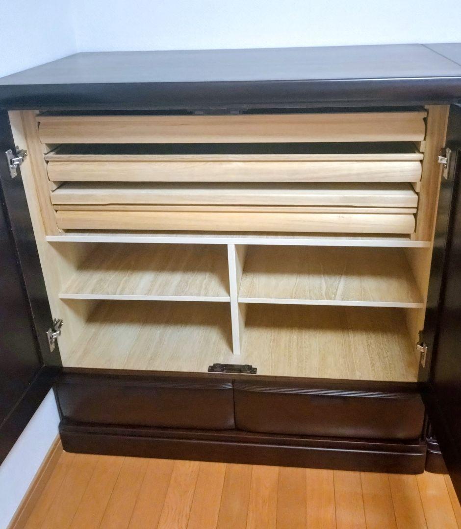 ダークブラウン 5段チェスト 扉付き収納桐タンス着物収納