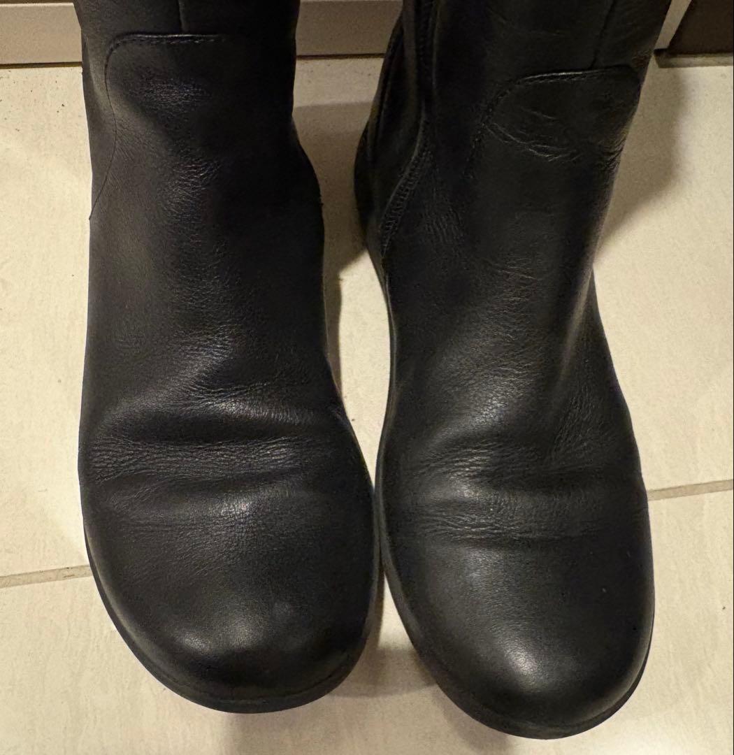 カンペール　ブラックレザー ロングブーツ サイドファスナー