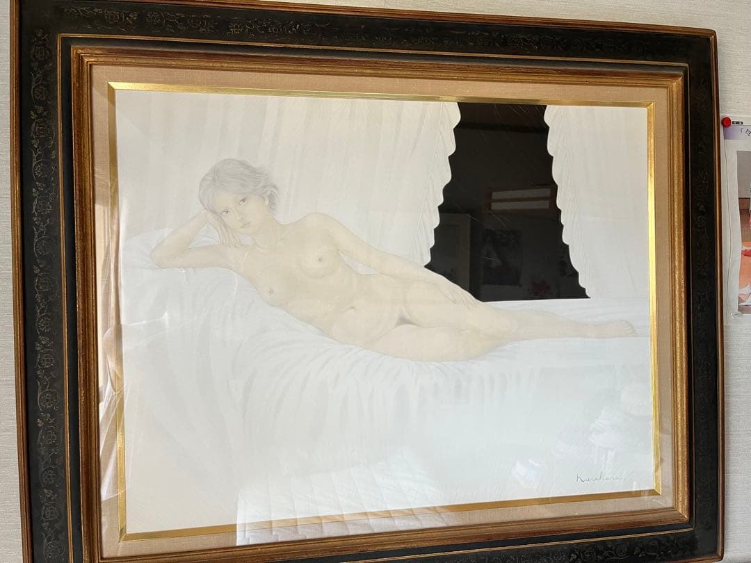 栗原喜依子 「横たわる裸婦」直筆