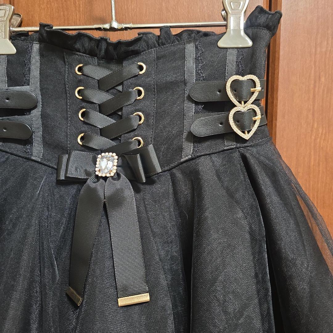 LIZLISA レースアップコルセットライクスカパン ブラック