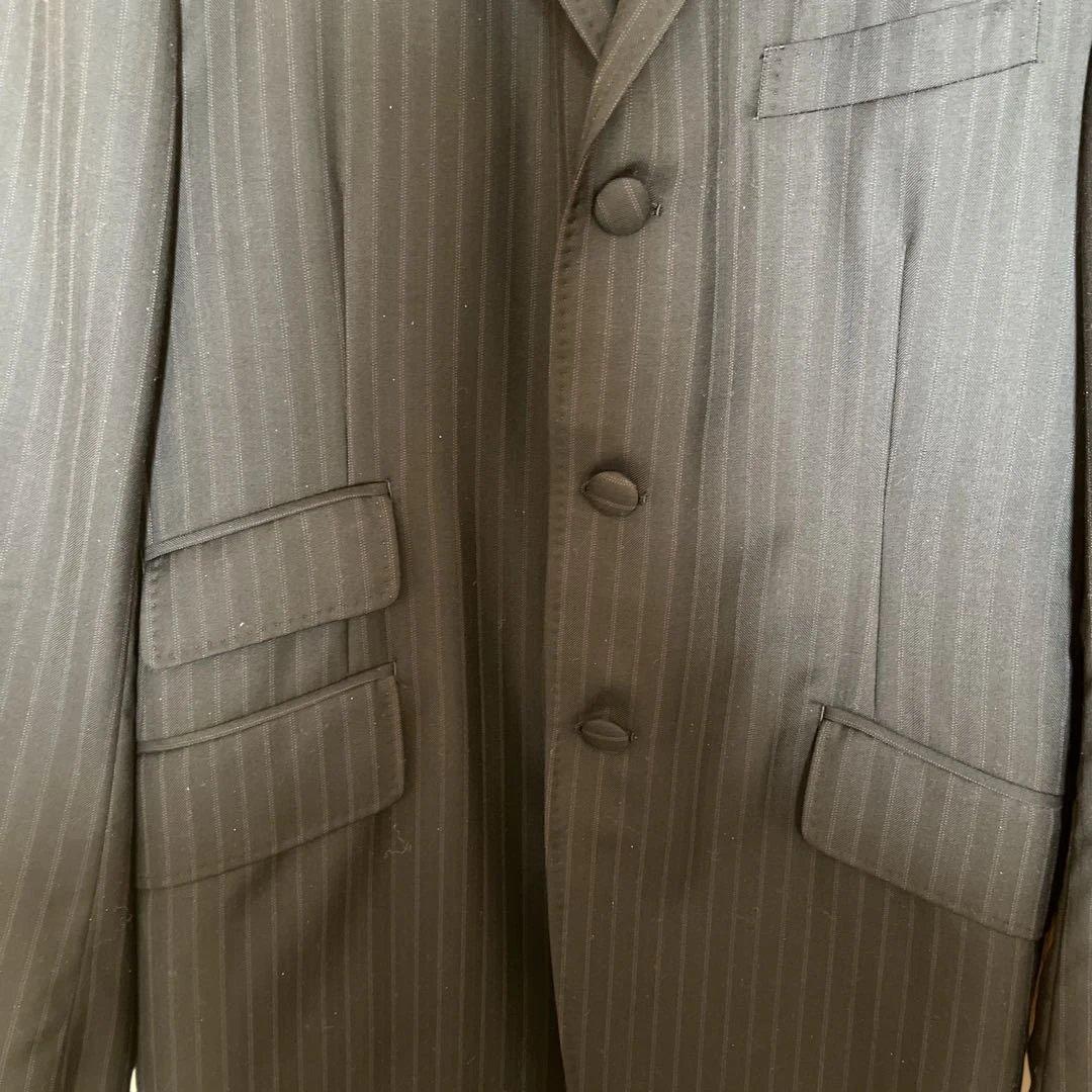 黒ストライプ ベルベット襟 テーラードジャケット