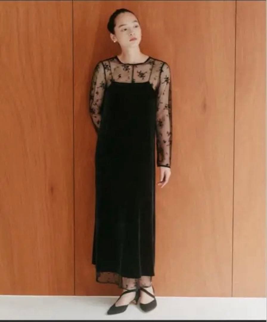 kaene フロッキーベロア2wayドレス　サイズ34