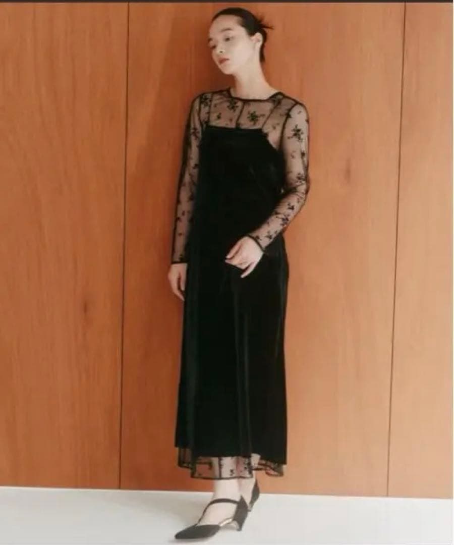 kaene フロッキーベロア2wayドレス　サイズ34