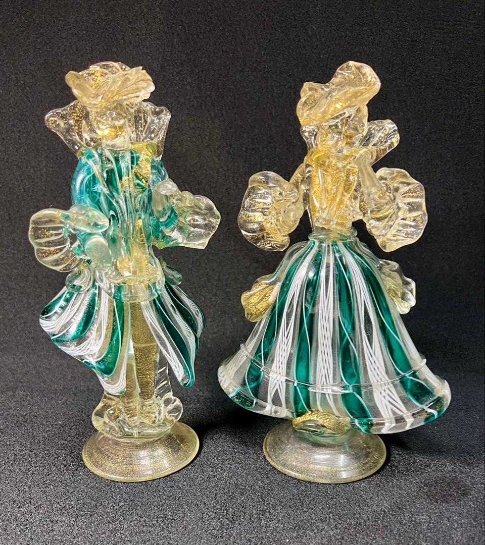 ベネチアン　ムラーノガラス　男女ペアー人形　置物