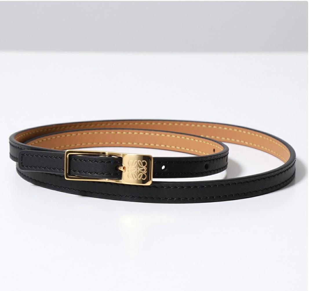 LOEWE ロエベ　アマソナパッドロックベルト　スムースカーフ　ブラックゴールド