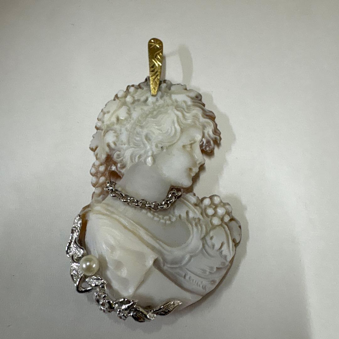 作家品 Ｋ１８ ＳＶ９２５ アコヤパール付き ペンダント