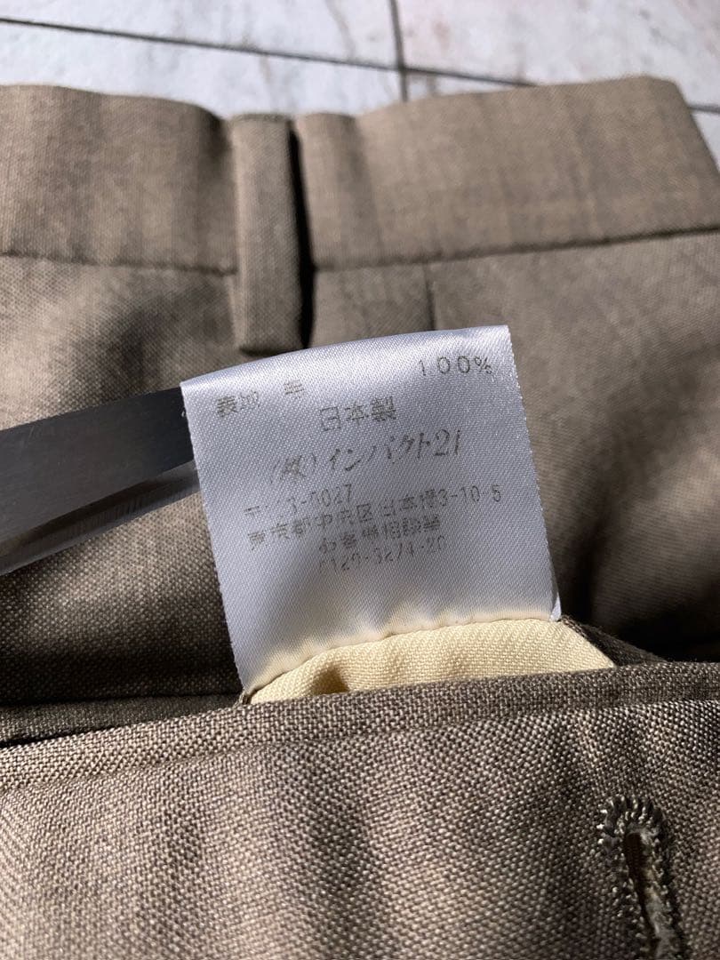 90s ラルフローレン 2タック ウール ワイド スラックス 茶色 ベージュ