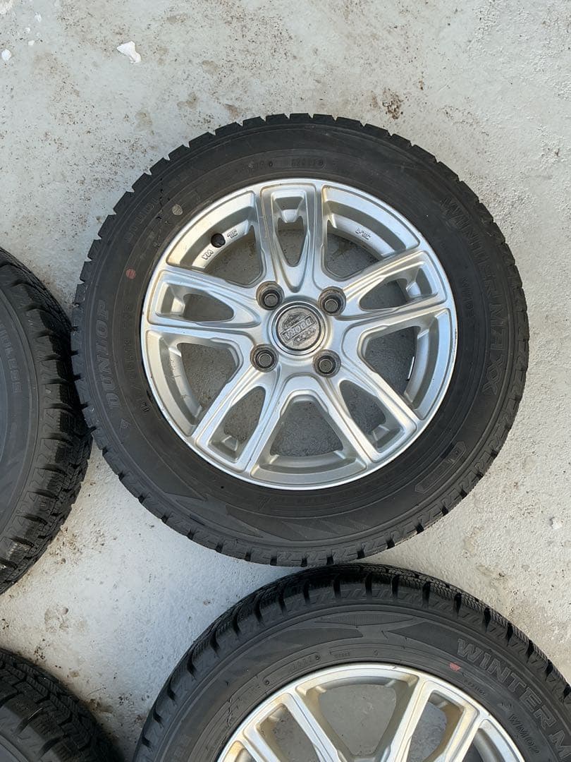 ② 155/65R13ダンロップ スタッドレスアルミホイール 2本セット送料無料