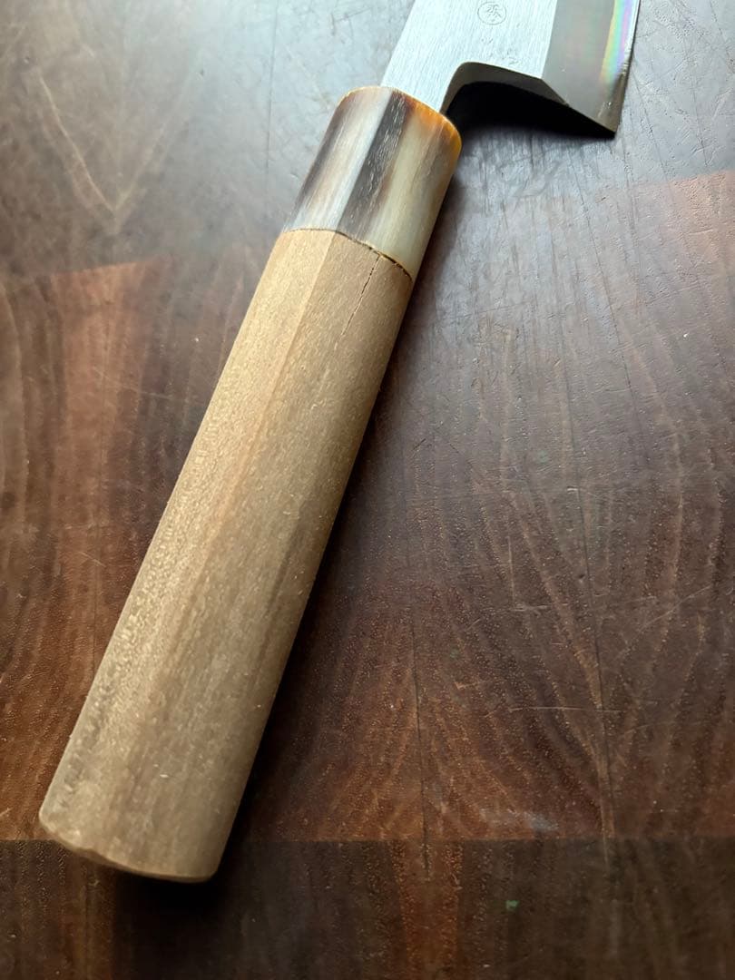 正本　築地　秀　小出刃　140mm 包丁　白鋼　和包丁　研ぎ済み　釣り　水牛朴