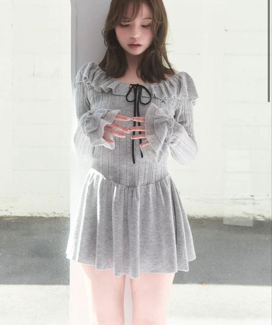 ワンピース Hana knit mini dress Gray