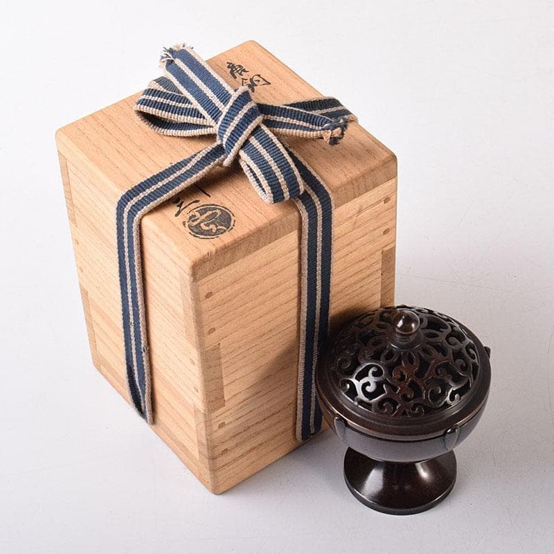 マル 茶道具　釜師　根来実三作　唐銅　火屋蓋置　共箱　V R8718