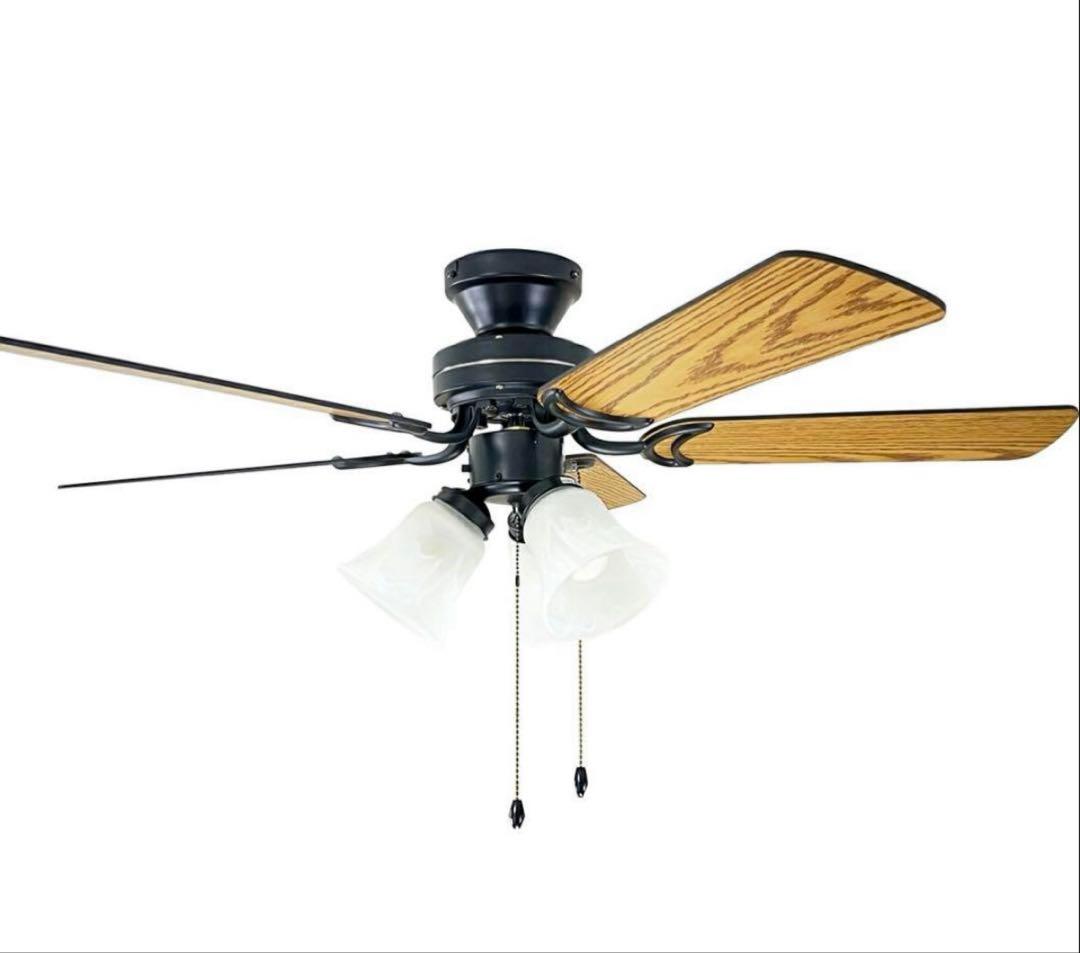 5枚羽根 リバーシブル シーリングファン 黒 LED電球付き