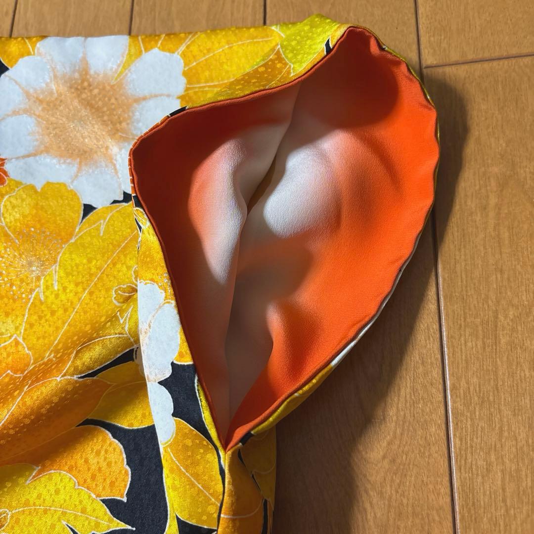 恵美子様 着物 振袖 リメイク 花柄ロングドレス オレンジ 黒 カラオケ