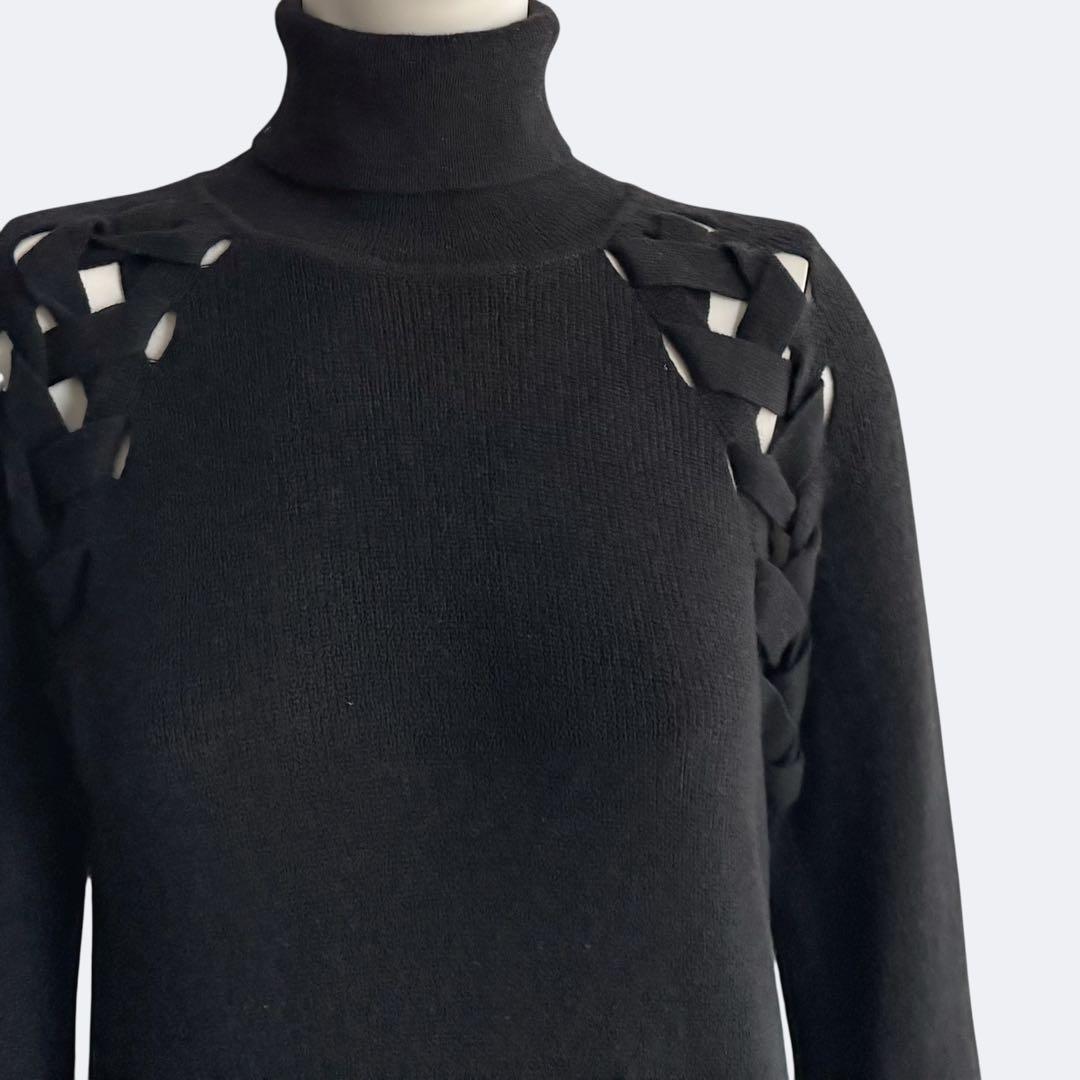 theory luxe セオリー ブラック ニットワンピース タートルネック