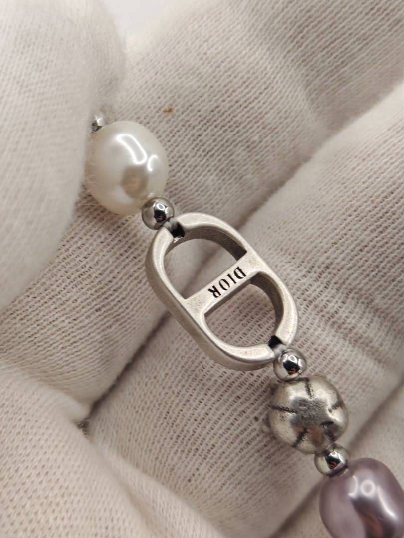 DIOR パールネックレス＆ブレスレット 2点セット シルバー　美品