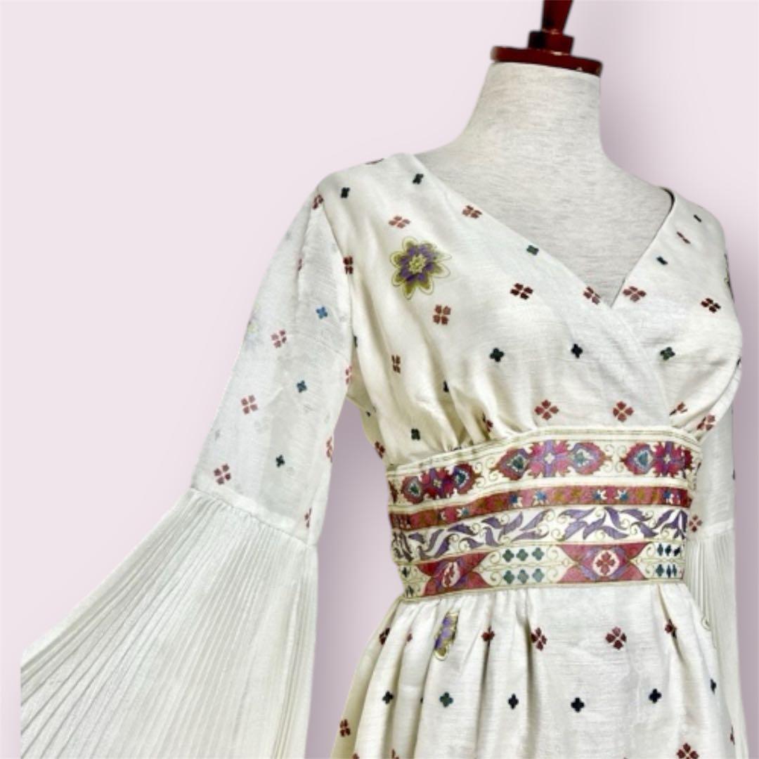 vintageヴィンテージロングドレスプリーツマキシ丈衣装レトロUSA海外古着