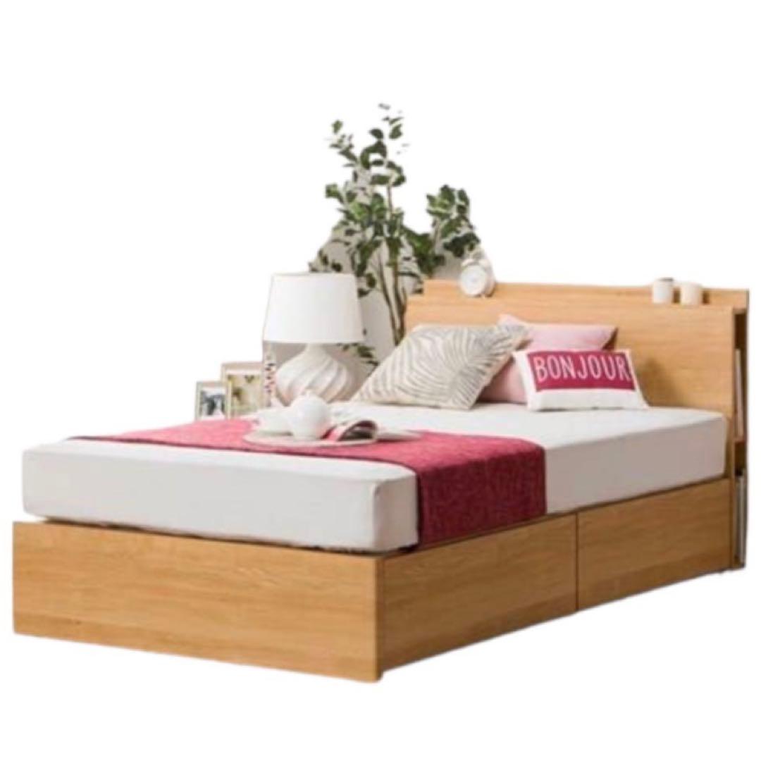 ダブルベットフレーム 深型引き出し収納付き