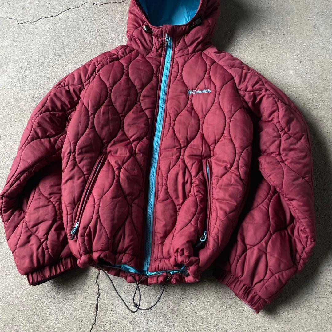 ジャケット・アウター Columbia hooded puffer jacket wine red