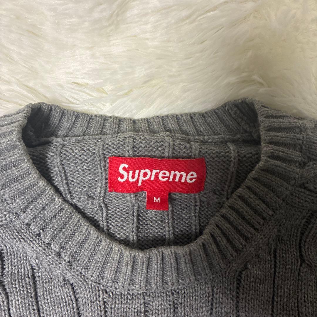 Supreme ケーブル編み ニットセーター M グレー