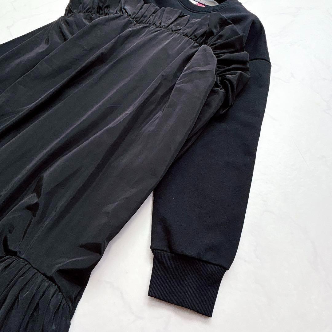 【VIVIANO】新品未使用タグ付＊イソザイフリルワンピース　ドッキング　黒　S