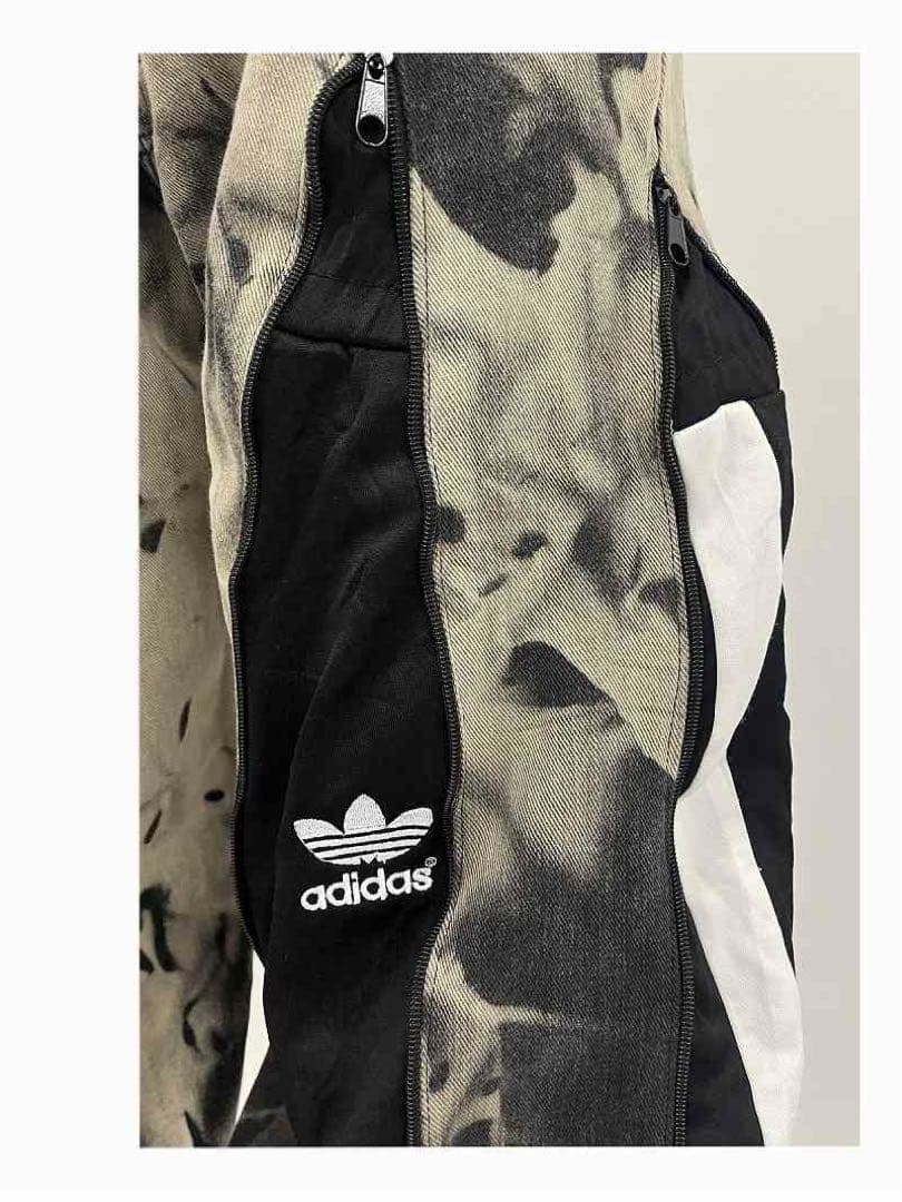 希少一点物！リメイクタイダイ柄 ワイドパンツ　再構築101286 adidas