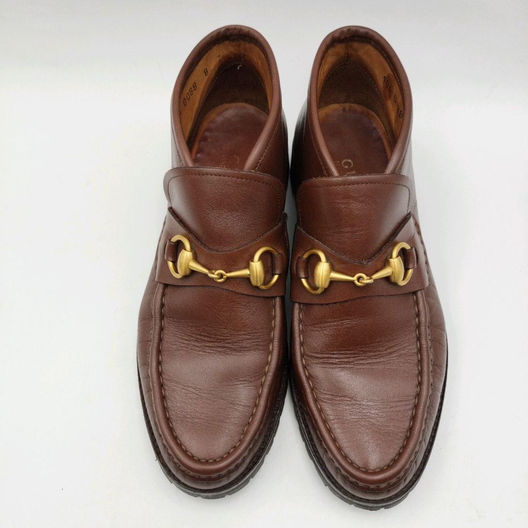 GUCCI グッチ ホースビット 厚底 ローファー ブラウン UK7 本革