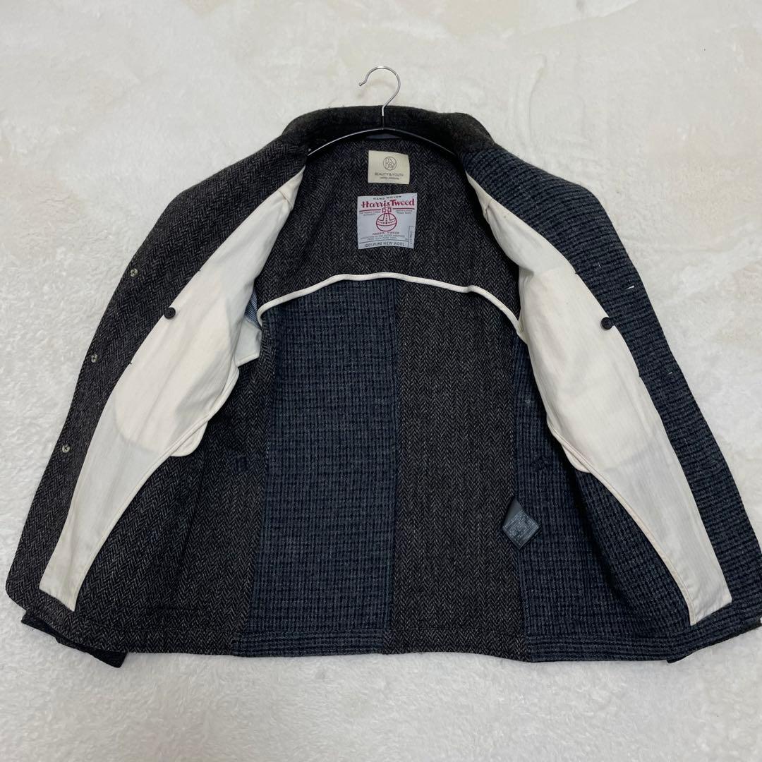 【美品】BEAUTY＆YOUTHハリスツイードクレージーパターンジャケットS