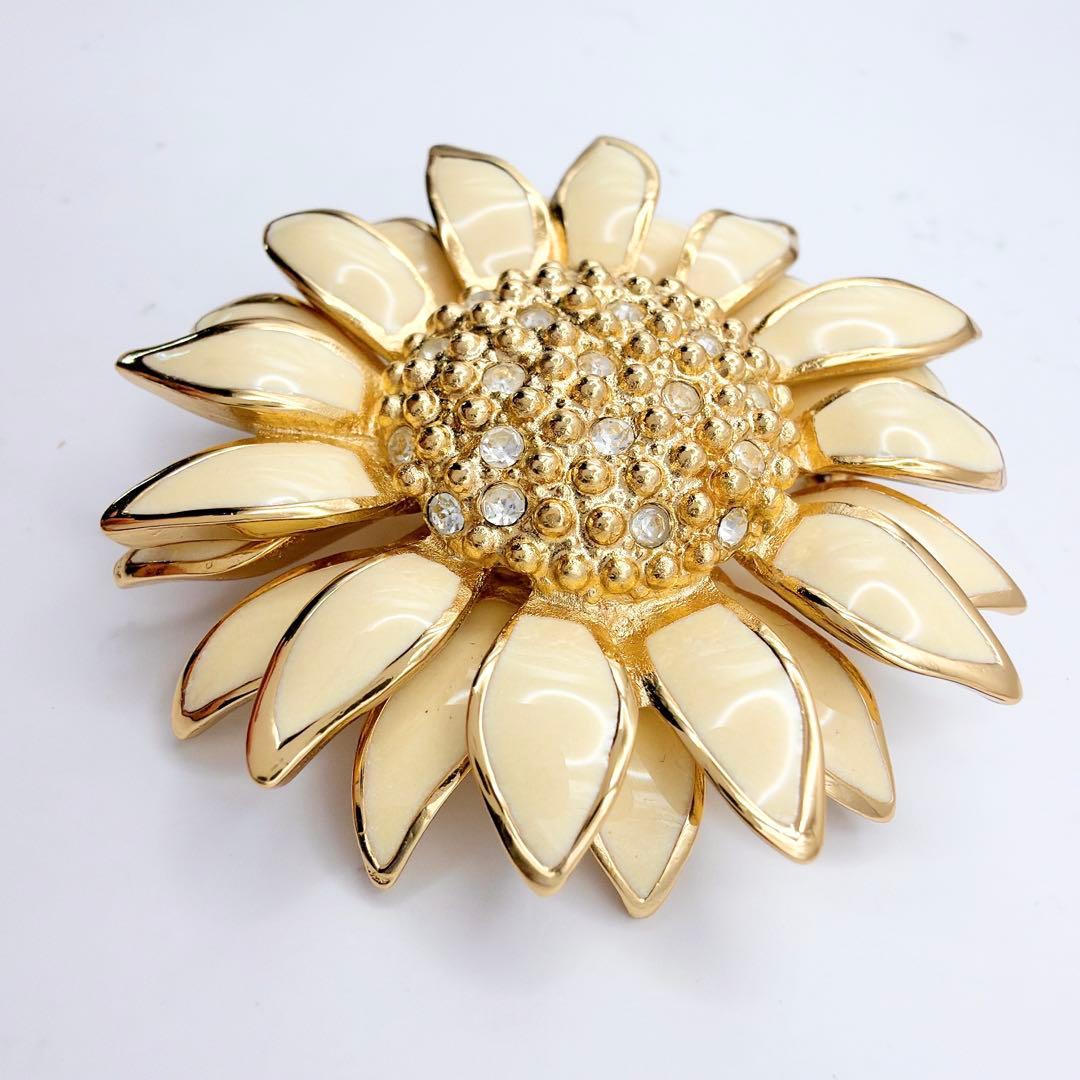 Dior フラワーデザイン ドイツ製 ブローチ ラインストーン 花