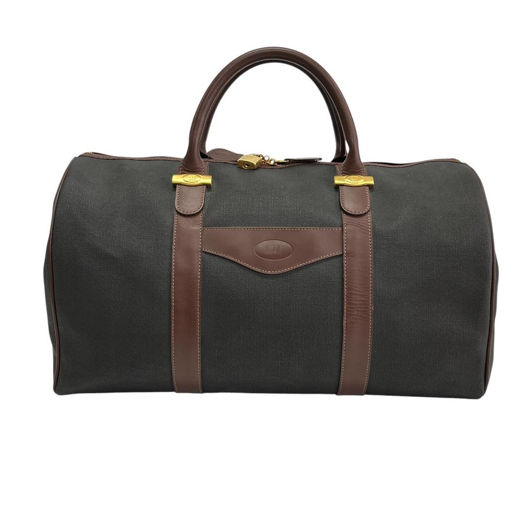 美品 ダンヒル ボストンバッグ レザー ブラウン グレー 大容量 旅行バッグ