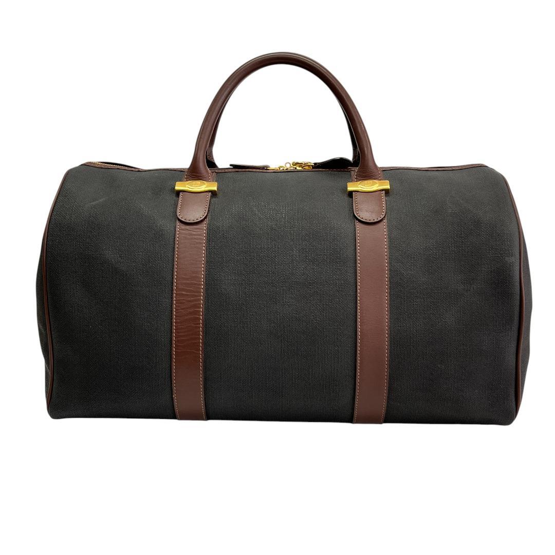 美品 ダンヒル ボストンバッグ レザー ブラウン グレー 大容量 旅行バッグ