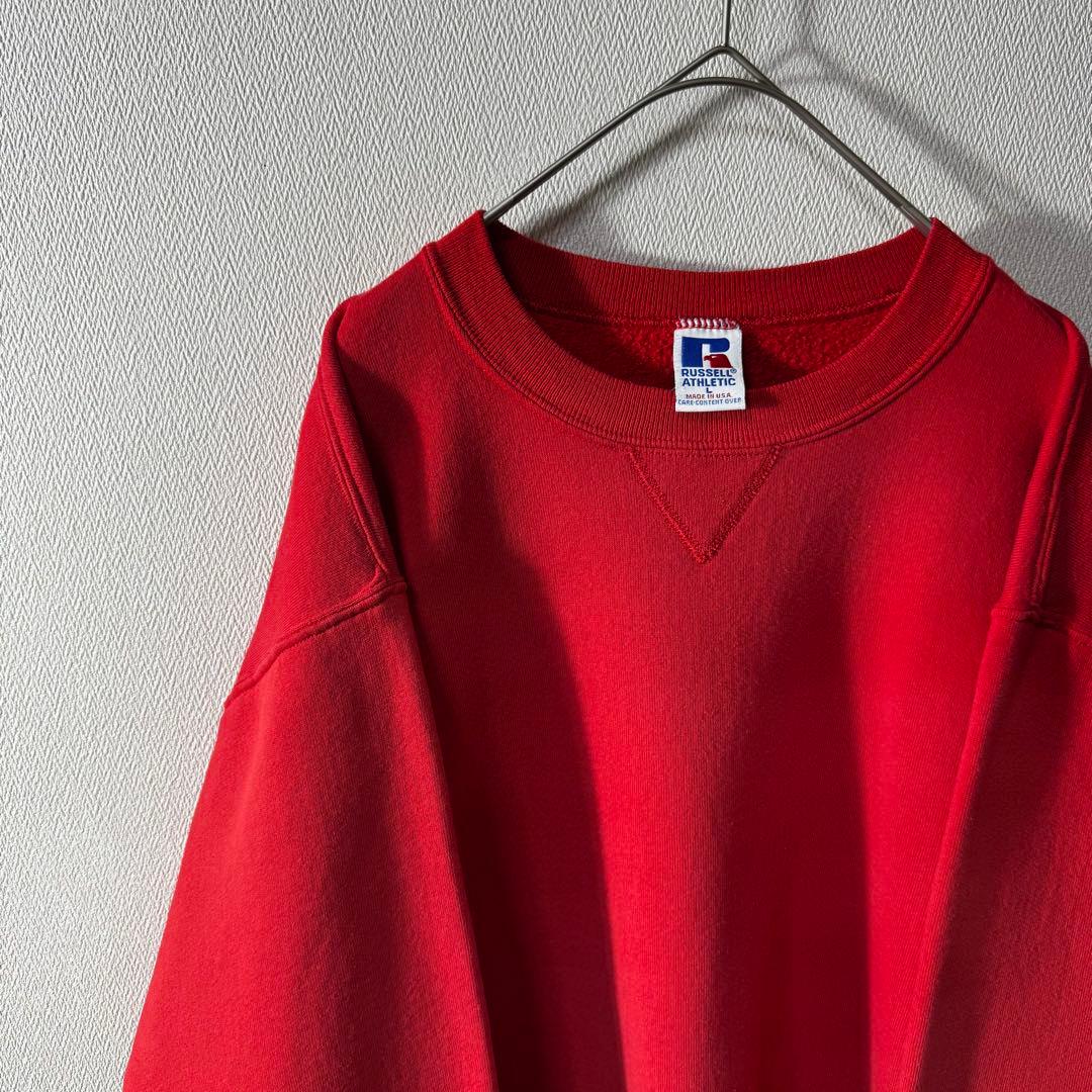 風*e様 90s USA製 RUSSELL 前V 無地 プランク 肉厚 L vi