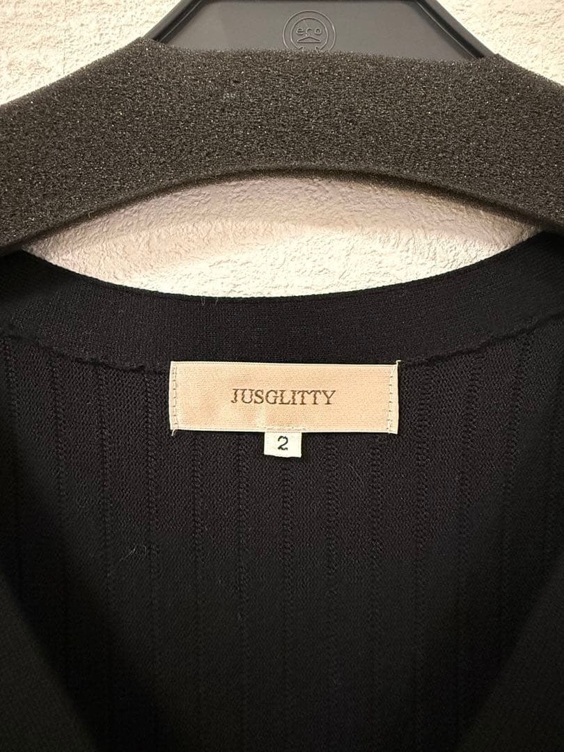 【限定】JUSGLITTY 袖カフス ニットワンピース 黒