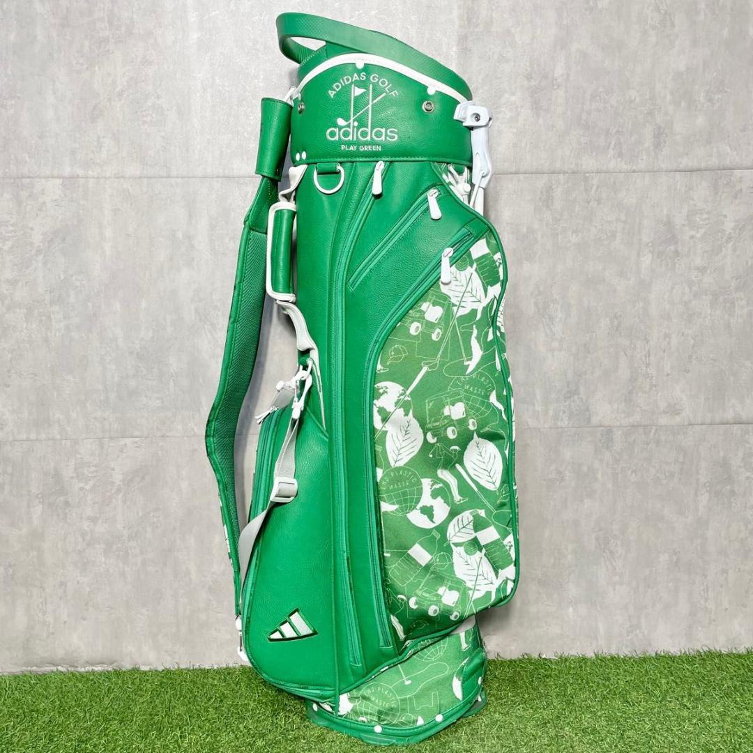 【フード未使用】アディダス キャディバッグ ゴルフバッグ グリーン スタンド