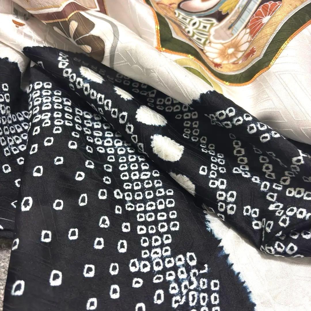 【新品】手書き京友禅 本絞り 金駒刺繍 お宮参り 産着 本金箔 長襦袢付 黒