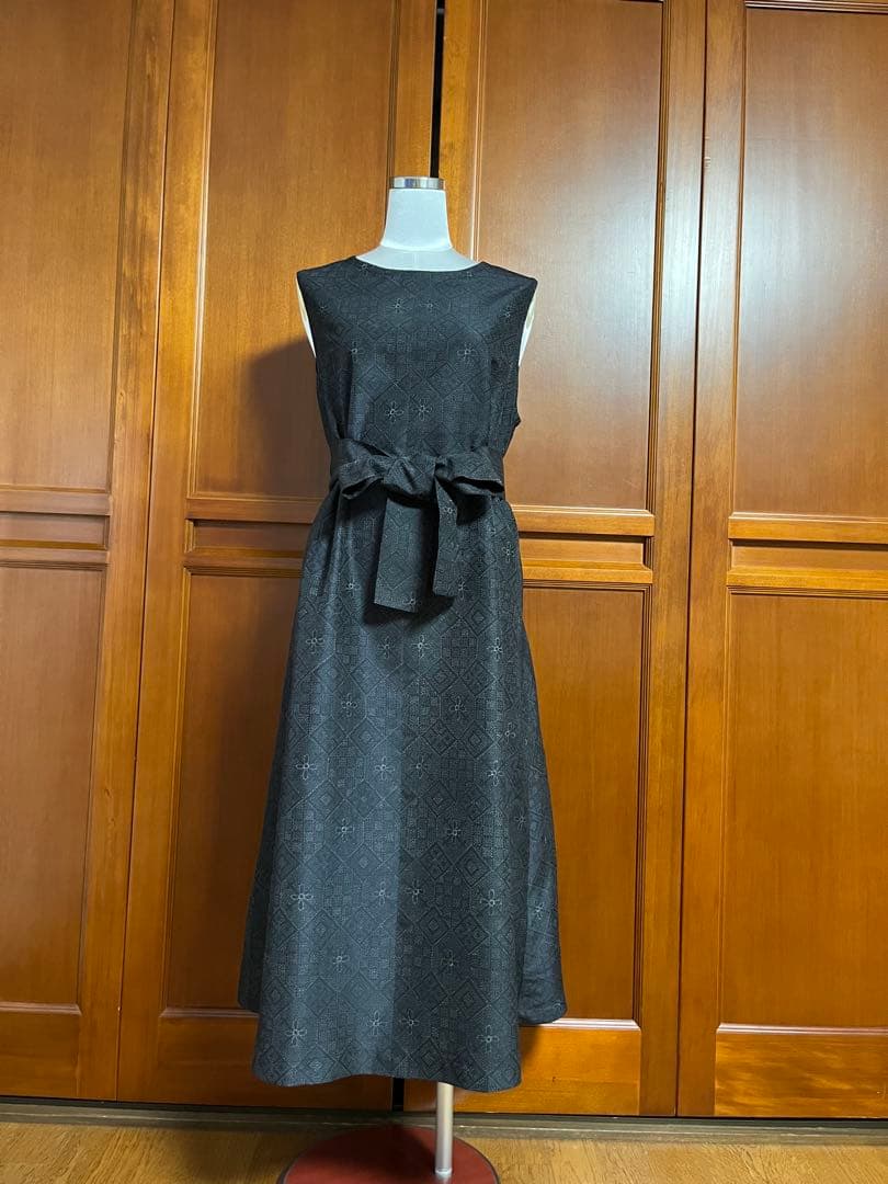 着物リメイクワンピース　大島紬120㎝