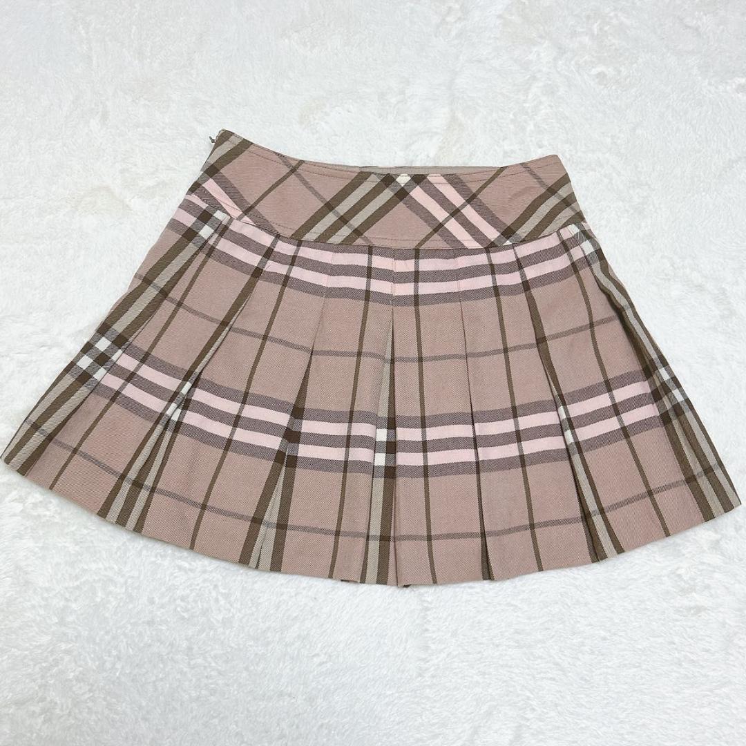 極美品　希少カラー バーバリーブルーレーベル プリーツスカートノバチェック