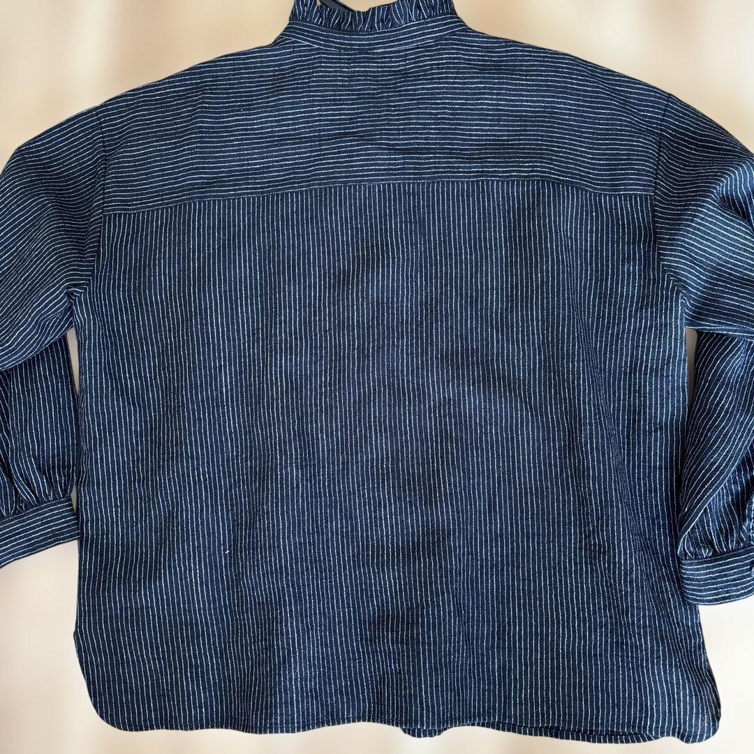 ウール/リネン ストライプ シャツ サイズ2