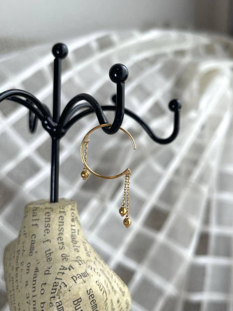 ゆりり　スタージュエリー　片耳ピアス　K18 ゴールド　フープ＆チェーン