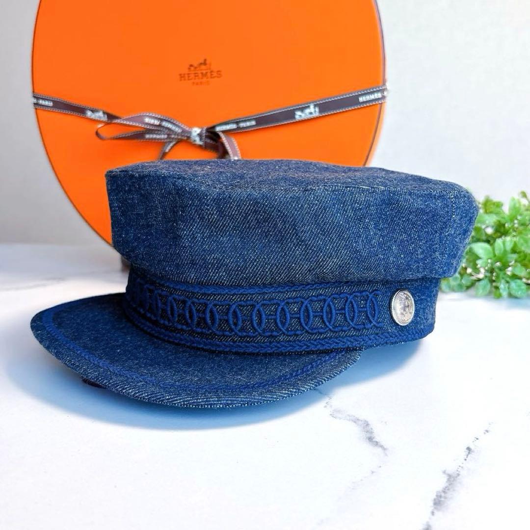 【カリーナ】エルメス カブール キャスケット インディゴ デニム アンカー