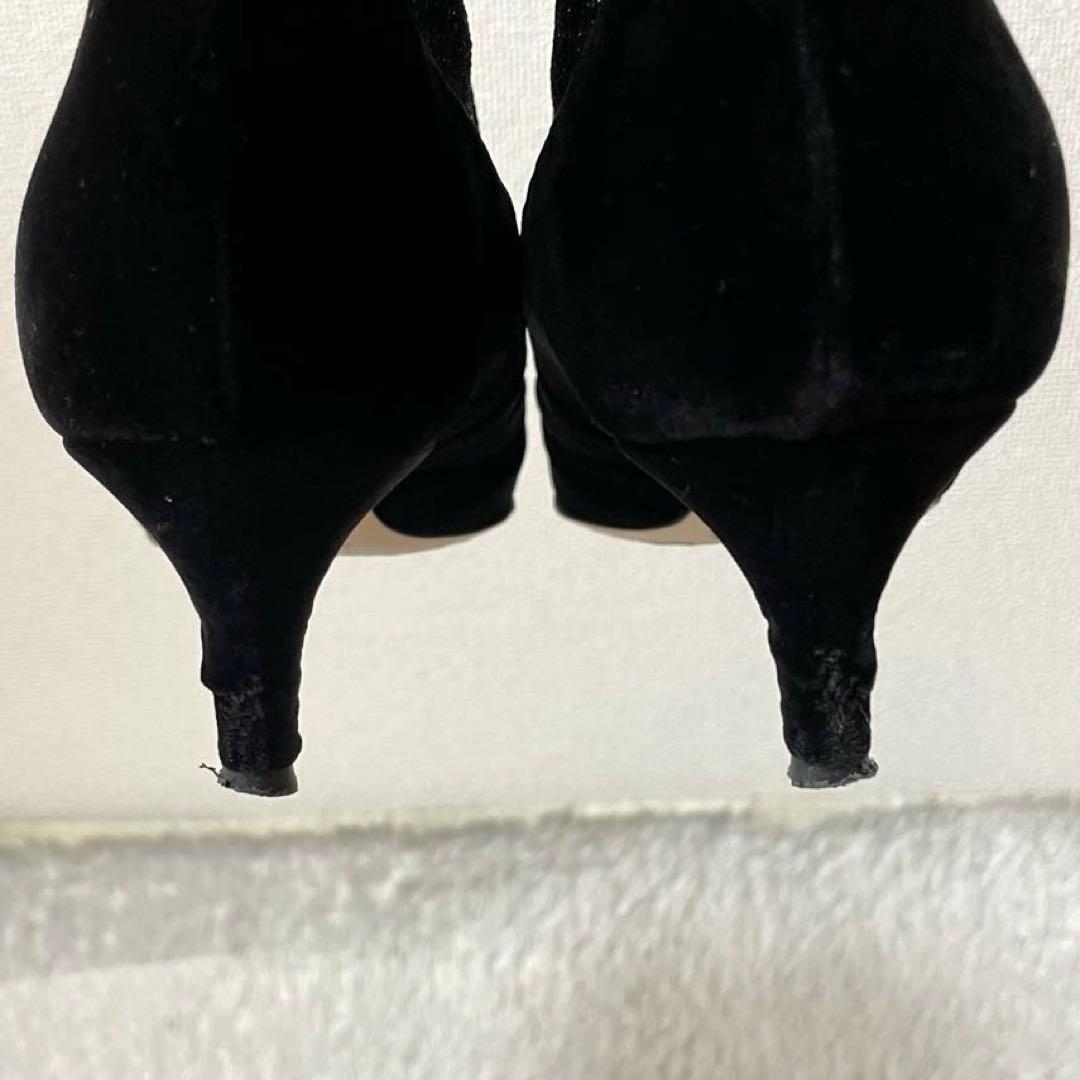 良品 FENDI　ロゴ入りソックスブーツ 37サイズ　24cm相当　スエード 黒