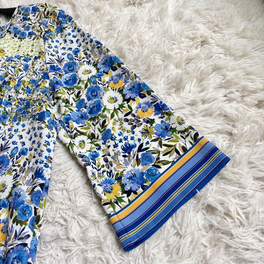 未使用級 23年♡レリアン 花柄プリントブラウス チュニック 13+ ヘムライン