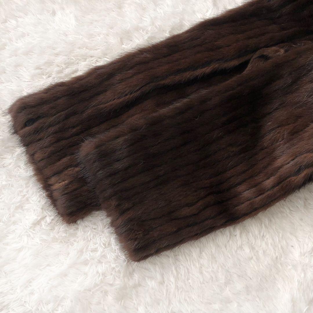 サガミンク ミンクコート ロング フレア L ダークブラウン 高級 モコモコ